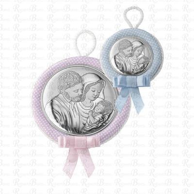 MEDAGLIONE TONDO CON SACRA FAMIGLIA ROSA CON CARILLON Ï 11