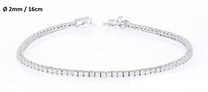 BRACCIALE TENNIS 2mm 16cm RODIATO CON PIETRE BIANCHE