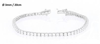BRACCIALE TENNIS RODIATO CON PIETRE BIANCHE 3MM 20CM