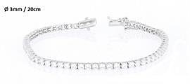 BRACCIALE TENNIS RODIATO CON PIETRE BIANCHE 3MM 20CM