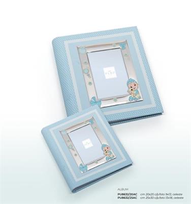 ALBUM BIMBOC/PELUCHE 20X25 CELESTE C/CORNICE 9X13