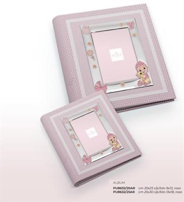 ALBUM BIMBOC/PELUCHE 20X25 ROSA C/CORNICE 9X13