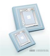 ALBUM CICOGNA 20X25 CELESTE C/CORNICE 9X13