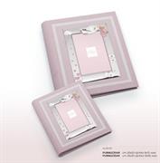 ALBUM CICOGNA 20X25 ROSA C/CORNICE 9X13