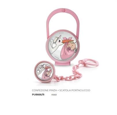 CONFENZIONE PINZA+SCAT CIUCCIO CICOGNA ROSA