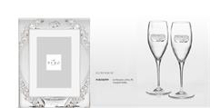 CONFEZ COPPIA FLUTE 25ESIMO ANNIV+CORNIC 15X20 FIORI