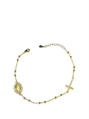 BRACCIALE ROSARIO PIETRE BIANCHE DORATO ARG 925