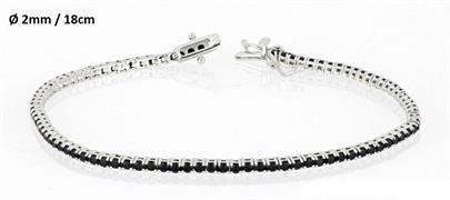 BRACCIALE TENNIS 2mm 18cm RODIATO CON PIETRE NERE