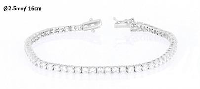 BRACCIALE TENNIS RODIATO CON PIETRE BIANCHE 2,5MM 16CM