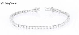 BRACCIALE TENNIS 2,5mm 18cm RODIATO CON PIETRE BIANCHE