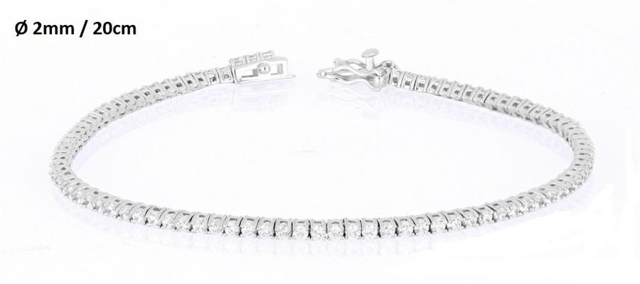 BRACCIALE TENNIS 2mm 20cm RODIATO CON PIETRE BIANCHE