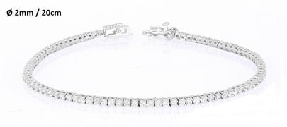 BRACCIALE TENNIS RODIATO CON PIETRE BIANCHE 2MM 20CM