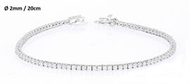 BRACCIALE TENNIS 2mm 20cm RODIATO CON PIETRE BIANCHE