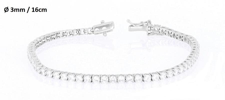 BRACCIALE TENNIS 3mm 16cm RODIATO CON PIETRE BIANCHE