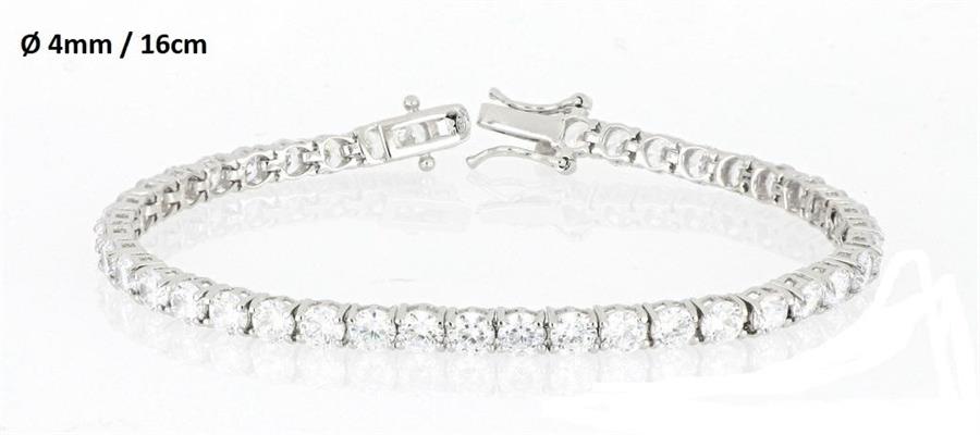 BRACCIALE TENNIS 4mm 16cm RODIATO CON PIETRE BIANCHE