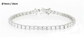 BRACCIALE TENNIS 4mm 16cm RODIATO CON PIETRE BIANCHE