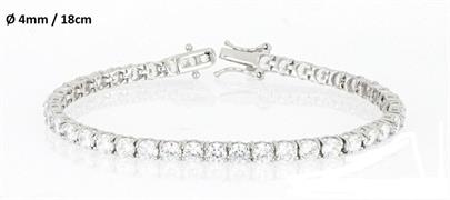 BRACCIALE TENNIS RODIATO CON PIETRE BIANCHE 4MM 18CM
