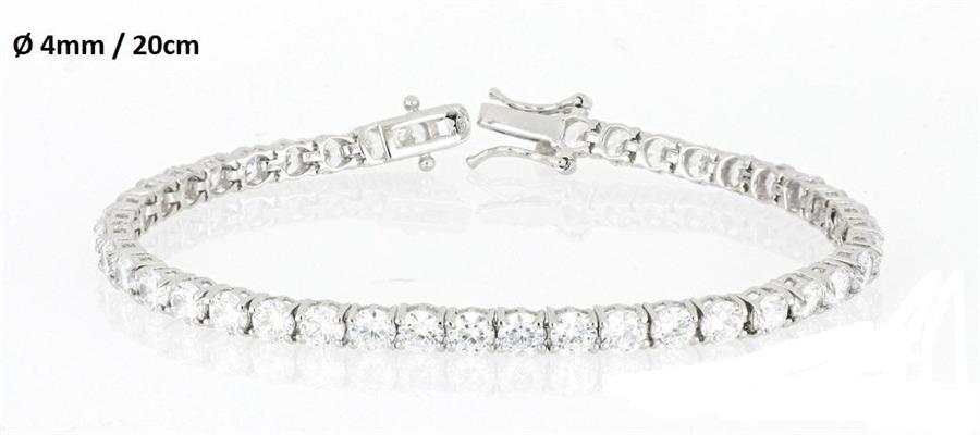 BRACCIALE TENNIS RODIATO CON PIETRE BIANCHE 4MM 20CM