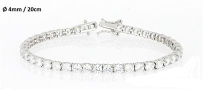 BRACCIALE TENNIS 4mm 20cm RODIATO CON PIETRE BIANCHE