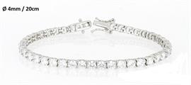 BRACCIALE TENNIS RODIATO CON PIETRE BIANCHE 4MM 20CM