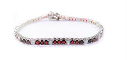 BRACCIALE TENNIS ROD CON PIETRE BIANCHE E ROSSE 2.5MM CM18