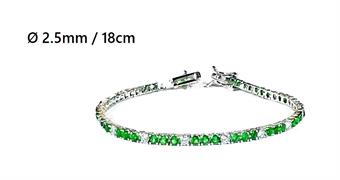 BRACCIALE TENNIS ROD CON PIETRE BIANCHE E VERDI 2.5MM 18CM