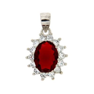 CIONDOLO KATE OVALE 6X8MM ROSSO ARG 925