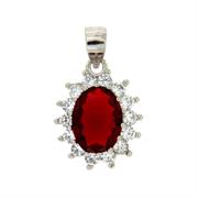 CIONDOLO OVALE 6X8MM ROSSO CONT.BIANCO ROD