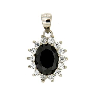 CIONDOLO KATE OVALE 6X8MM NERO ARG 925