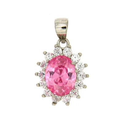 CIONDOLO KATE OVALE 6X8MM ROSA ARG 925
