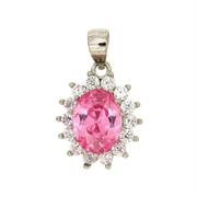 CIONDOLO KATE OVALE 6X8MM ROSA ARG 925