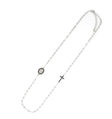 COLLANA ROSARIO GIROCOLLO CON PIETRE NERE ARG 925