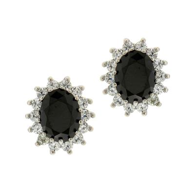 ORECCHINO OVALE 6X8MM ZIRC NERO+BIA RH