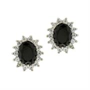 ORECCHINO OVALE 6X8MM ZIRC NERO+BIA RH