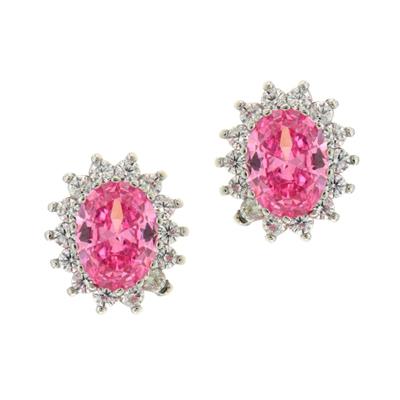 ORECCHINO OVALE 6X8MM ZIRC ROSA+BIA RH