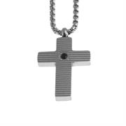 COLLANA UOMO CROCE + CON ZAFFIRO