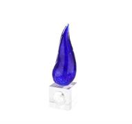 CORNO PICCOLO 10CM BLUE LISCIO C/BASE CRISTLLO