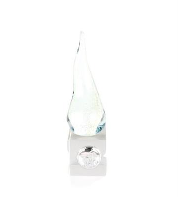 CORNO PICCOLO 10CM BIANCO LISCIO C/BASE CRISTLLO