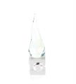CORNO PICCOLO 10CM BIANCO LISCIO C/BASE CRISTLLO