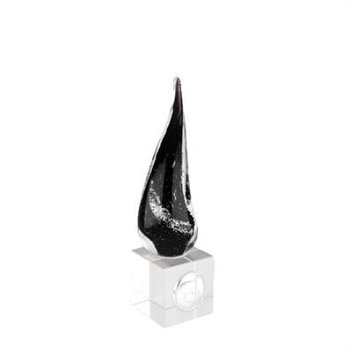 CORNO PICCOLO 10CM NERO LISCIO C/BASE CRISTALLO