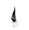 CORNO PICCOLO 10CM NERO LISCIO C/BASE CRISTALLO