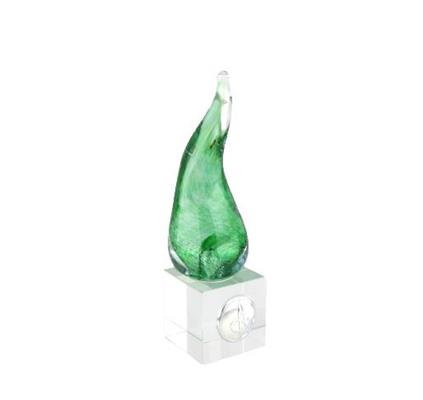 CORNO PICCOLO CM10 VERDE LISCIO C/BASE CRISTLLO
