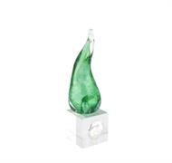 CORNO PICCOLO CM10 VERDE LISCIO C/BASE CRISTALLO