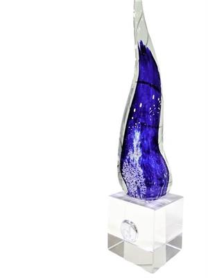 CORNO GRANDE BLUE LISCIO CM 20 CON BASE CRISTALLO