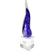 CORNO GRANDE BLUE LISCIO CM 20 CON BASE CRISTALLO