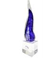 CORNO GRANDE BLUE LISCIO CM 20 CON BASE CRISTALLO