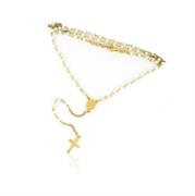 COLLANA ROSARIO PIETRE BIANCHE 3MM CM50 DORATA ARG 925