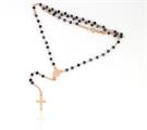 COLLANA ROSARIO PIETRE BLU 3MM CM50 ROSATA ARG.925