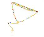 COLLANA ROSARIO MULTICOLOR 3MM CM50 DORATA ARG.925