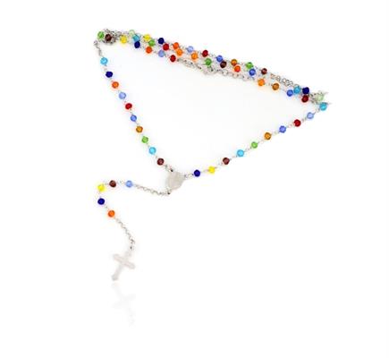 COLLANA ROSARIO MULTICOLOR 3MM CM50 RODIATA ARG.925